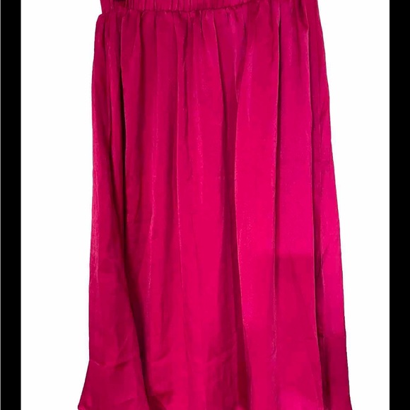 Milk & Honey Women’s size Small Hot Pink Maxi Pleated Skirt Elastic Waist, wais - Picture 4 of 6
